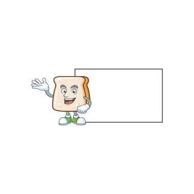 Slice of bread with board cartoon mascot design style