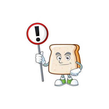 Gülen çizgi film dizaynı Bir dilim ekmek ve bir işaret