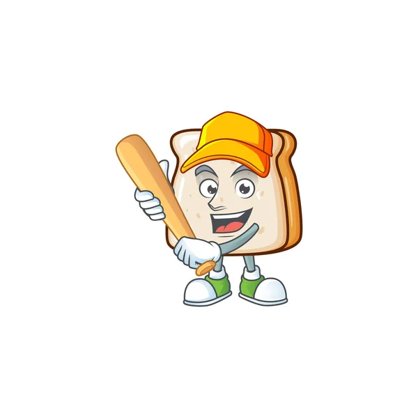 Cartoon design of slice of bread having baseball stick — Stockový vektor