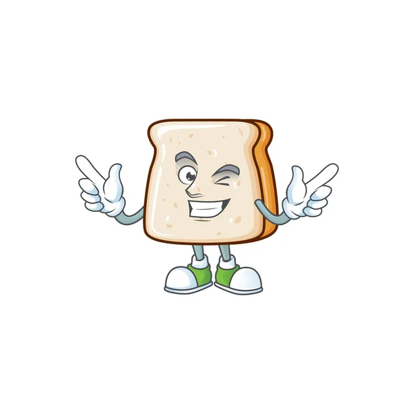 Vtipný plátek chleba kreslený design styl s mrknutím oka tvář — Stockový vektor