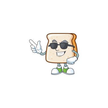 Cute slice of bread cartoon character design style with black glasses