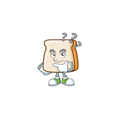 Cute slice of bread cartoon character using a microphone