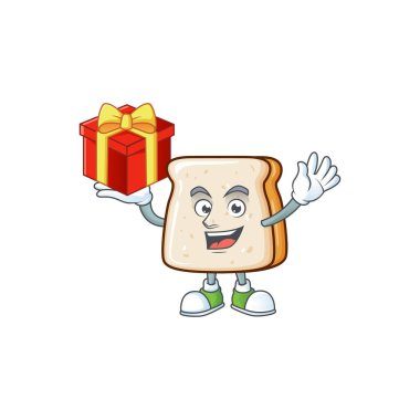 A mascot design style of slice of bread showing crazy face