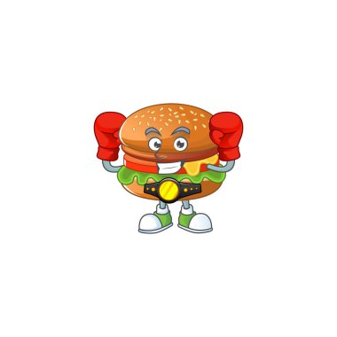 Hamburger maskotu stili sportif bir boks.
