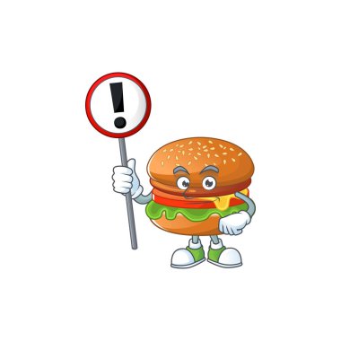 Gülen çizgi film dizaynı, üzerinde bir işaret olan hamburger.