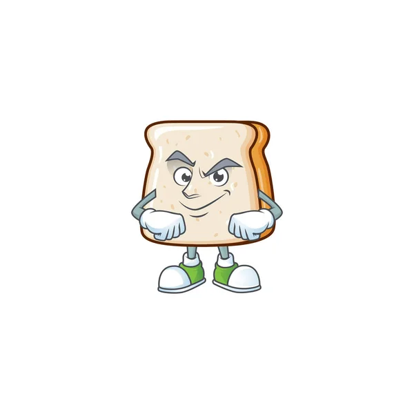 Un icono de rebanada de diseño de la mascota del pan con gesto de confianza — Archivo Imágenes Vectoriales
