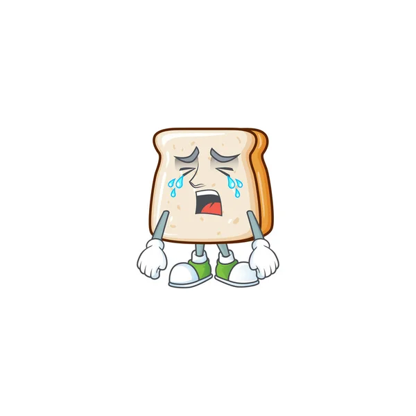 Una faccia piangente di fetta di pane disegno personaggio cartone animato — Vettoriale Stock