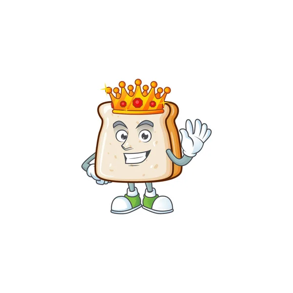 Um rei carismático de fatia de pão desenho animado personagem — Vetor de Stock