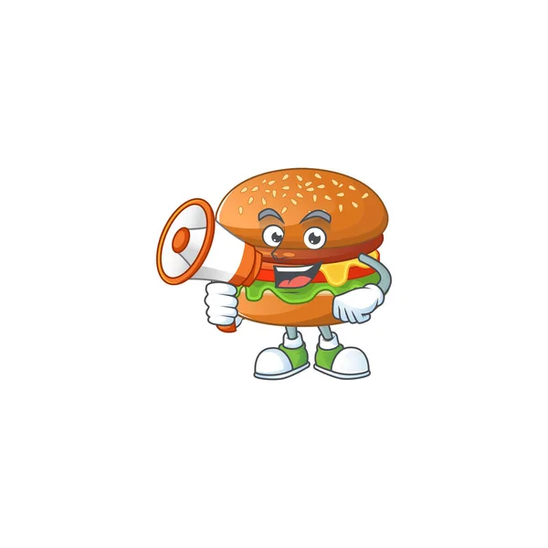 Uma foto de hambúrguer com um megafone — Vetor de Stock