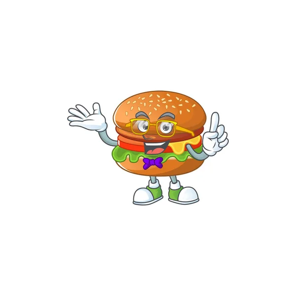 Супер смішний гамбургер в стилі дизайну талісмана — стоковий вектор