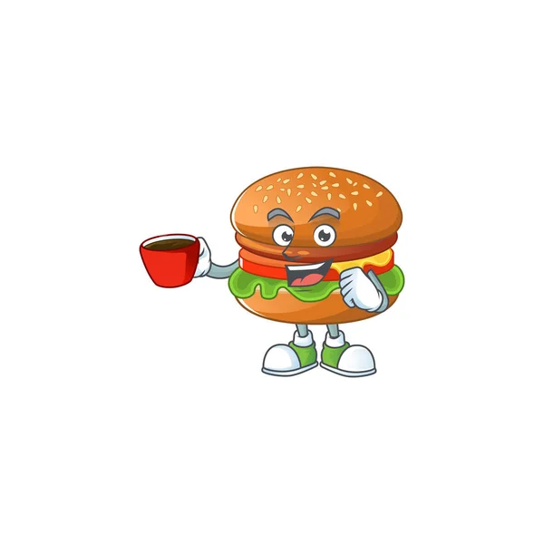 Стиль дизайну талісмана гамбургерів, що показує жест ОК — стоковий вектор