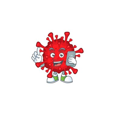 A sweet dangerous coronaviruses cartoon design style speaking on phone