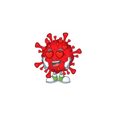 Romantic dangerous coronaviruses cartoon character with a falling in love face