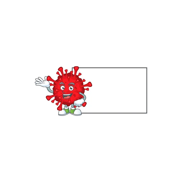 Dangerous coronaviruses with board cartoon mascot design style — 图库矢量图片