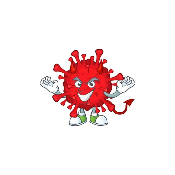 Cartoon picture of dangerous coronaviruses in devil cartoon character design — Stock Vector