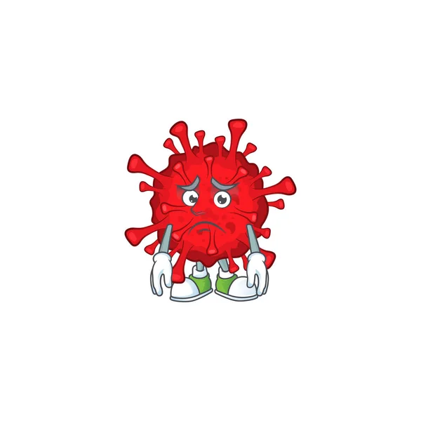 Dangerous coronaviruses mascot design style with worried face — 图库矢量图片