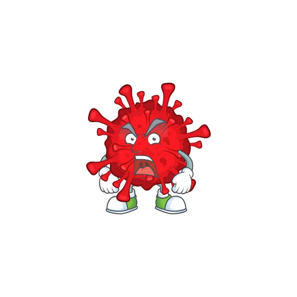 Peligroso coronavirus mascota concepto de diseño que muestra la cara enojada — Archivo Imágenes Vectoriales