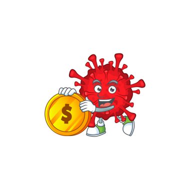 mascot cartoon character style of dangerous coronaviruses showing one finger gesture