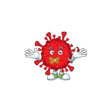 Dangerous coronaviruses cartoon character design concept showing silent gesture