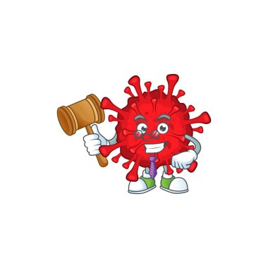 Dangerous coronaviruses wise judge cartoon character design with cute glasses