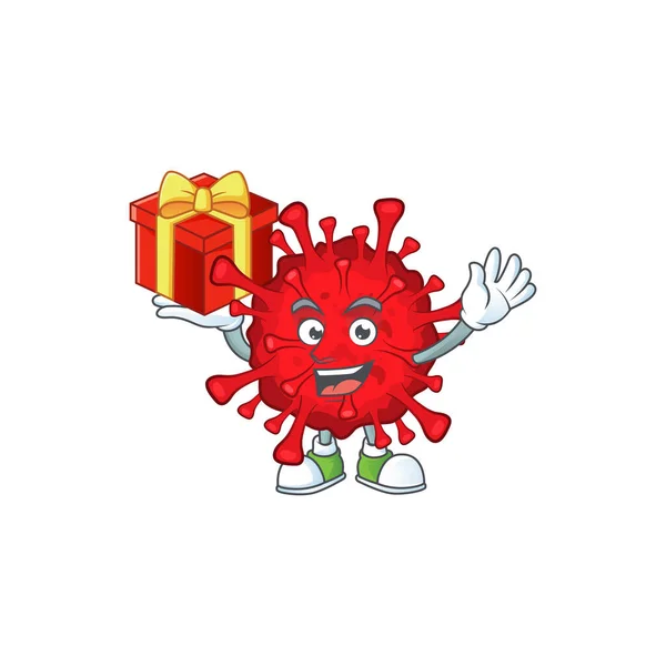 A mascot design style of dangerous coronaviruses showing crazy face — Wektor stockowy