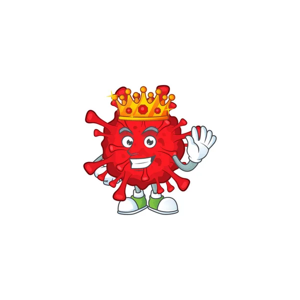 Un re carismatico di pericoloso coronavirus disegno del personaggio dei cartoni animati — Vettoriale Stock