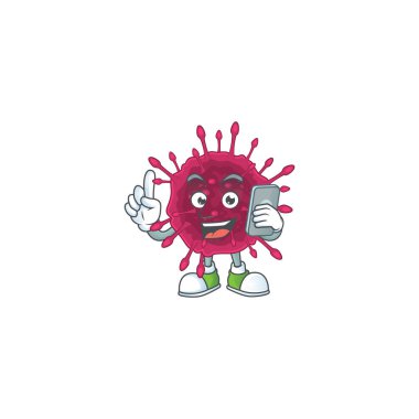 A sweet COVID19 cartoon design style speaking on phone