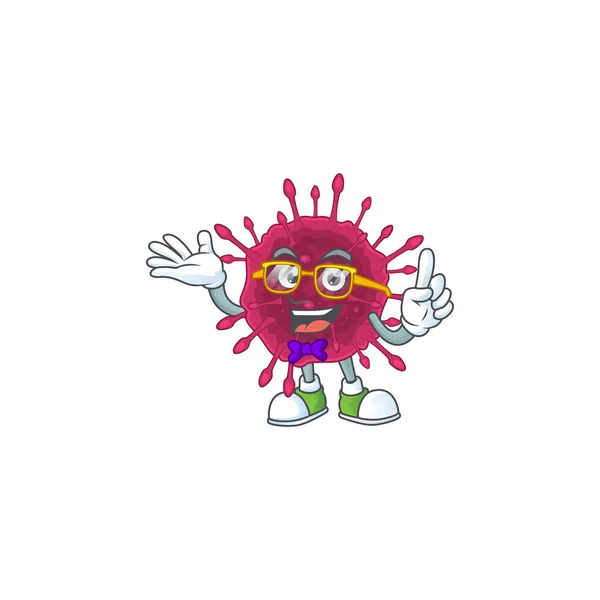 Super Funny COVID19 in nerd mascot design style — Διανυσματικό Αρχείο