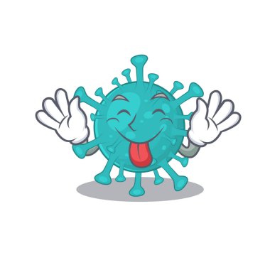 Funny face corona zygote virus mascot design style with tongue out