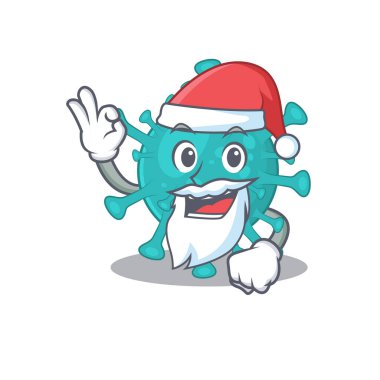 Corona zygote virus in Santa cartoon character design showing ok finger