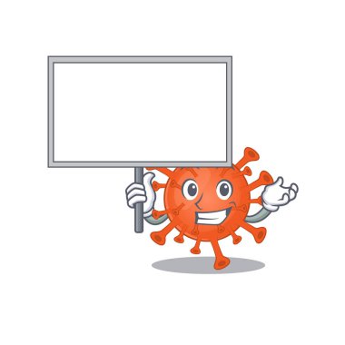 Deadly corona virus cute cartoon character bring a board