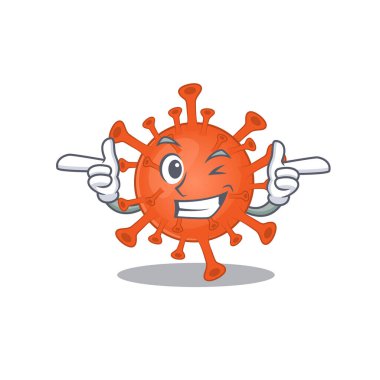 Smiley deadly corona virus cartoon design style showing wink eye