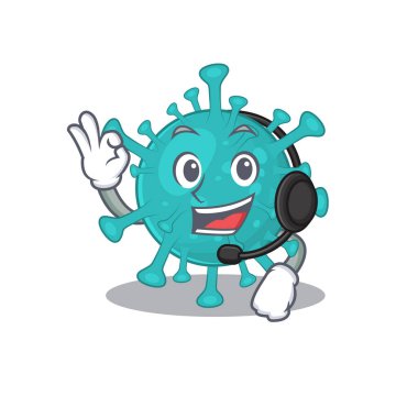 Charming corona zygote virus cartoon character design wearing headphone