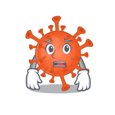 Cartoon picture of deadly corona virus showing anxious face