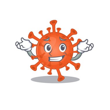 Happy face of deadly corona virus mascot cartoon style