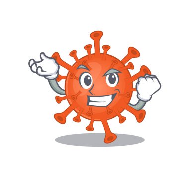 Deadly corona virus cartoon character style with happy face