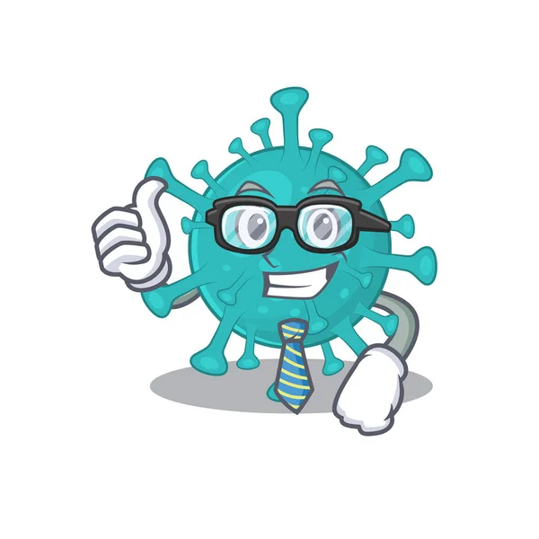 Corona zygote virus Businessman cartoon character with glasses and tie — Stockový vektor