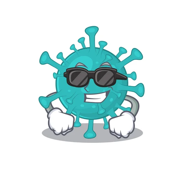 Super cool corona zygote virus mascota personaje con gafas negras — Archivo Imágenes Vectoriales