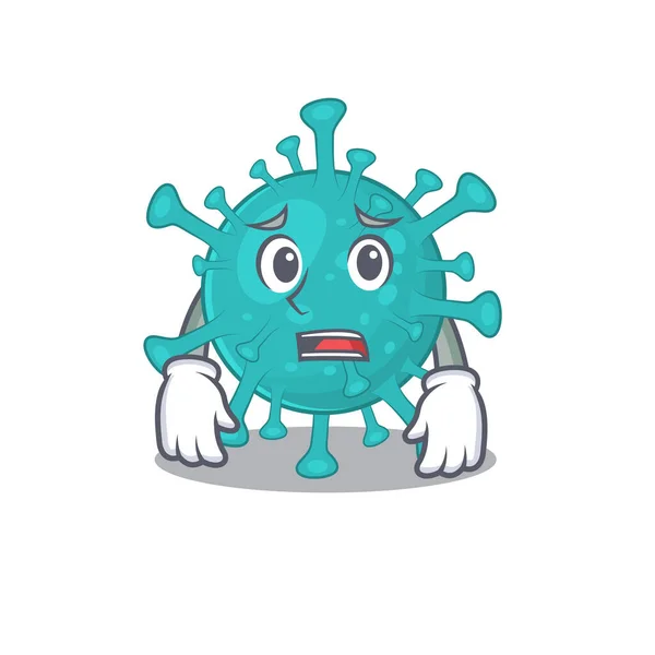 Cartoon picture of corona zygote virus showing anxious face — ストックベクタ