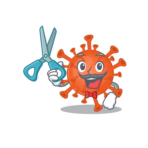 Cool Barber deadly corona virus mascot design style — ストックベクタ