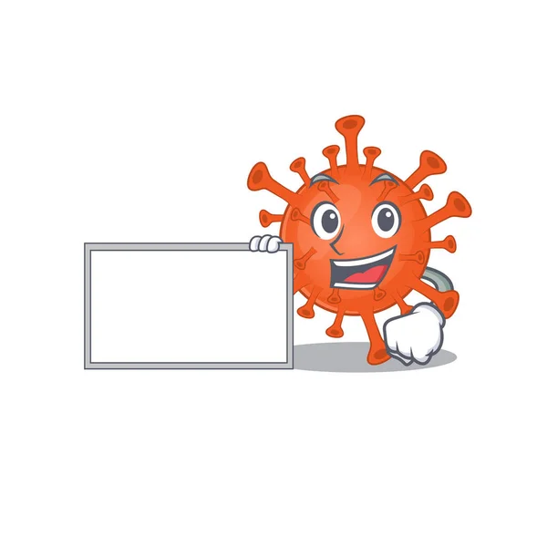 Deadly corona virus with board cartoon mascot design style — 图库矢量图片