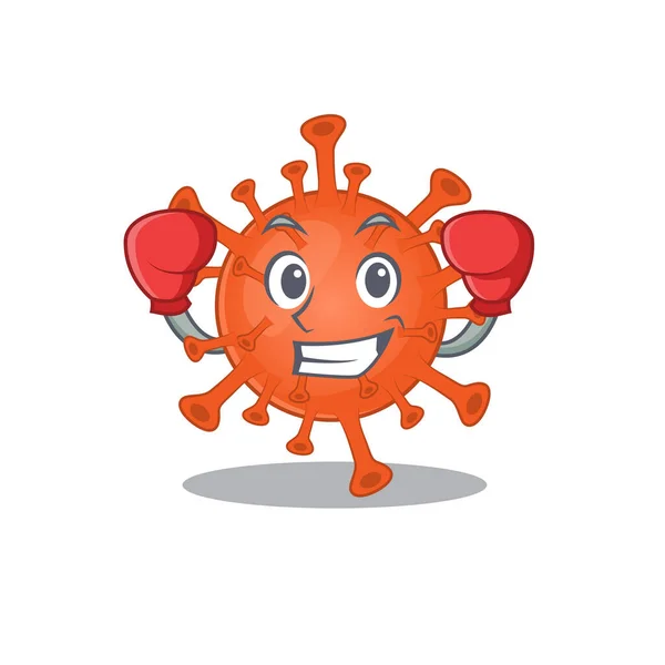 A sporty deadly corona virus boxing mascot design style — Stock vektor