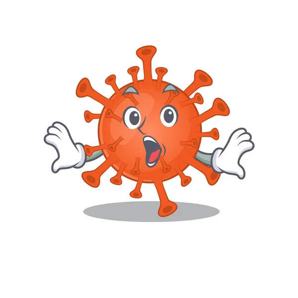 A cartoon character of deadly corona virus making a surprised gesture — Stock vektor