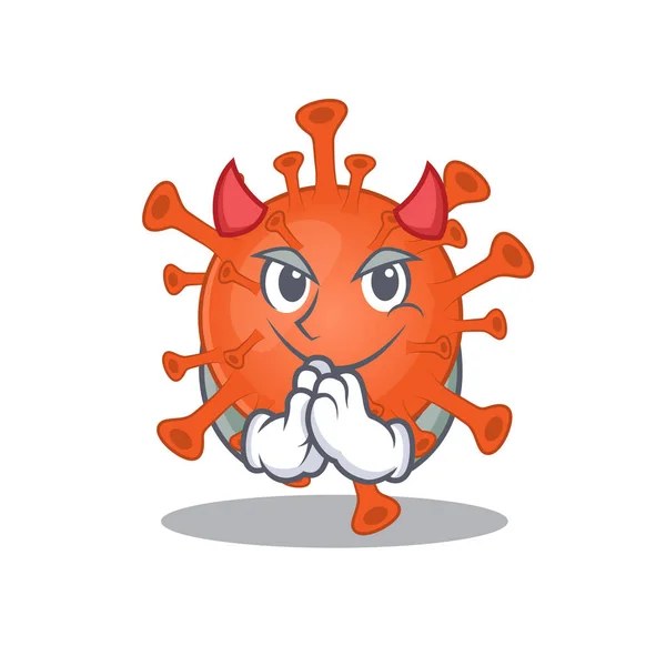 Un'immagine di virus mortale corona nel disegno del fumetto diavolo — Vettoriale Stock