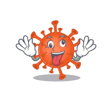 A picture of crazy face deadly corona virus mascot design style