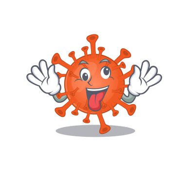 A picture of crazy face deadly corona virus mascot design style clipart