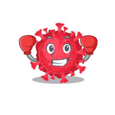 A sporty coronavirus substance boxing mascot design style