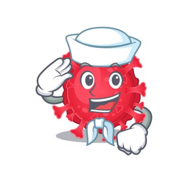Cute coronavirus substance Sailor cartoon character wearing white hat