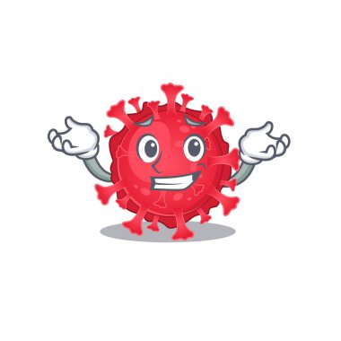 Happy face of coronavirus substance mascot cartoon style