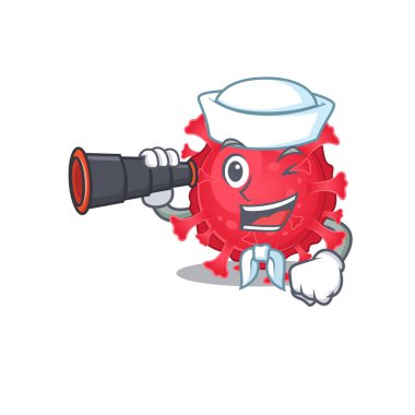 Coronavirus substance in Sailor cartoon character design with binocular